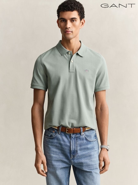 GANT Green Shield Logo Pique Cotton Polo Shirt (G64021) | £80