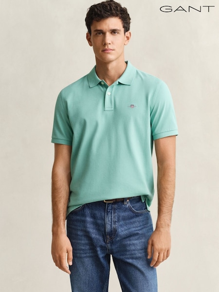 GANT Sky Blue Shield Logo Pique Cotton Polo Shirt (G64028) | £80