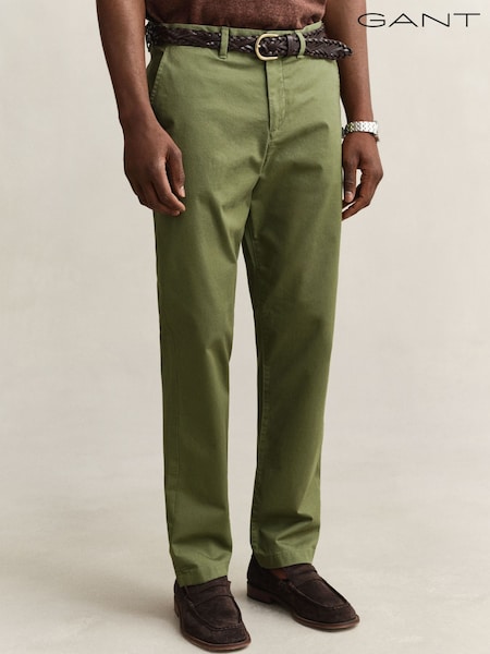 GANT Green Regular Fit Classic Stretch Chino Trousers (G64062) | £110
