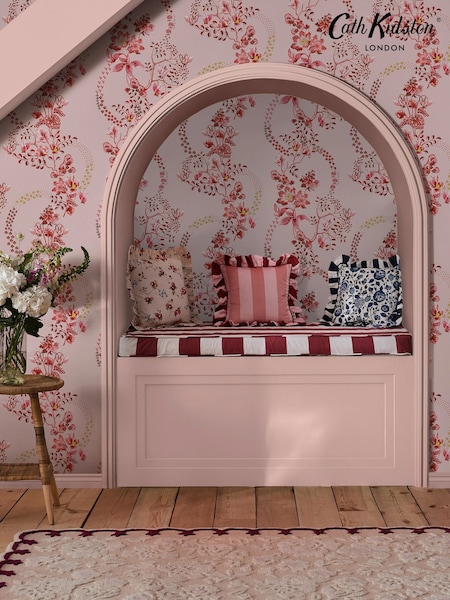 Cath Kidston Pink and Red Road Floral A4 Wallpaper Sample (G64235) | £1