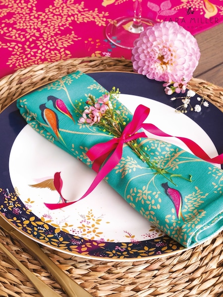 Sara Miller Set of 4 Green Chelsea Birds Napkins (G64259) | £32