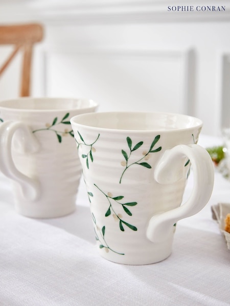 Sophie Conran Set of 2 White Mistletoe Mugs (G64278) | £34