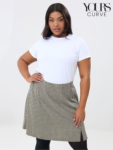 Yours Curve Green Check Mini Skirt (G64372) | £27