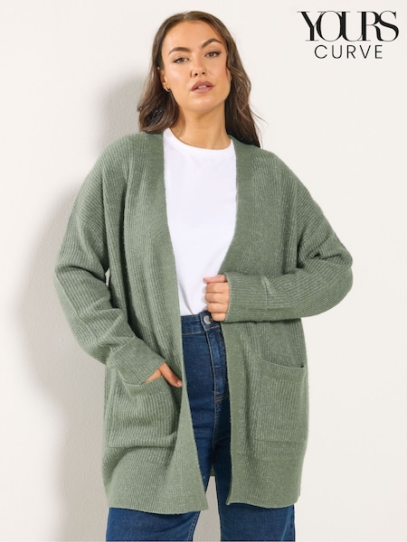 Yours Curve Green Soft Handle Cardigan (G64391) | £34