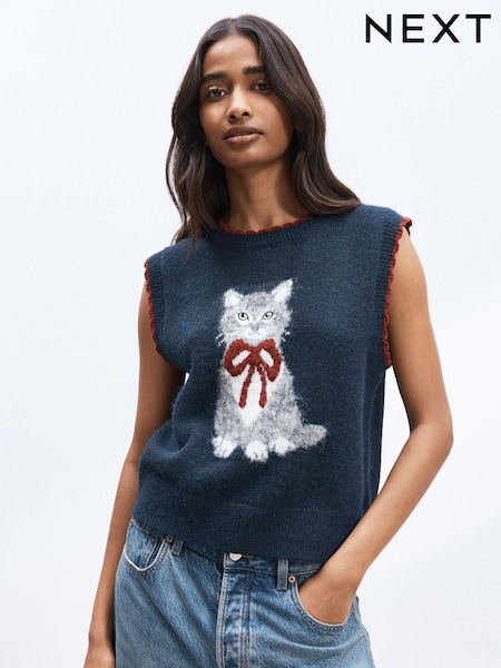 Navy Blue Cat - Tank Top