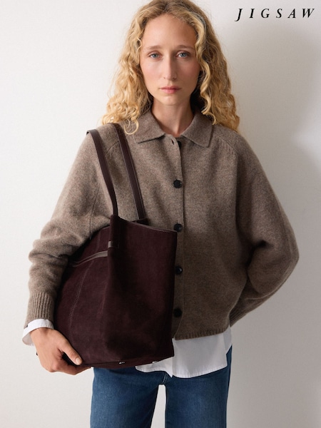 Jigsaw Brown Shopper Suede Tote Bag (G64501) | £220