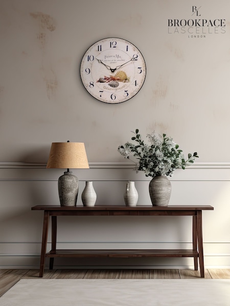 Brookpace Lascelles Beige Fruits De Mer Wall Clock 36cm (G64515) | £45
