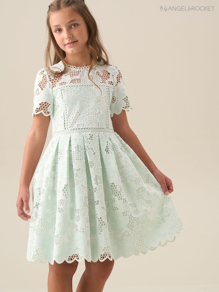 Angel & Rocket Green Maeva Mint Lace Dress (G64527) | £80 - £91