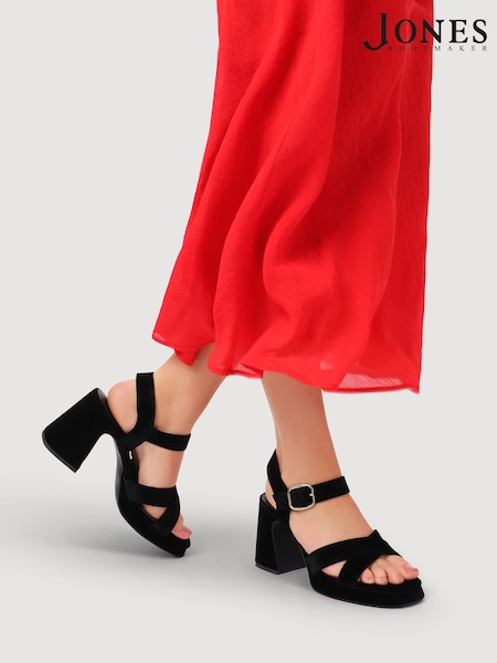 Jones Bootmaker Black Gladiola2 Leather Platform Sandals (G64647) | £89