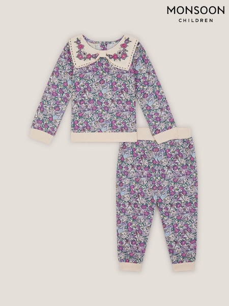 Monsoon Purple Floral Sweatshirt & Joggers Set (G64706) | £28 - £32