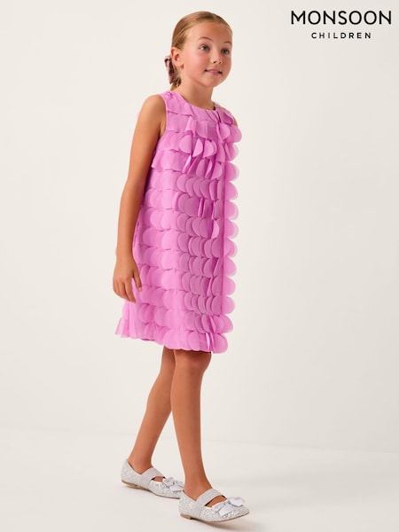 Monsoon Pink Jazzy Scallop Frill Shift Dress (G64708) | £48 - £58