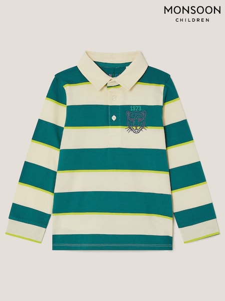 Monsoon Green Tiger Logo Stripe Rugby Shirt (G64729) | £18 - £20