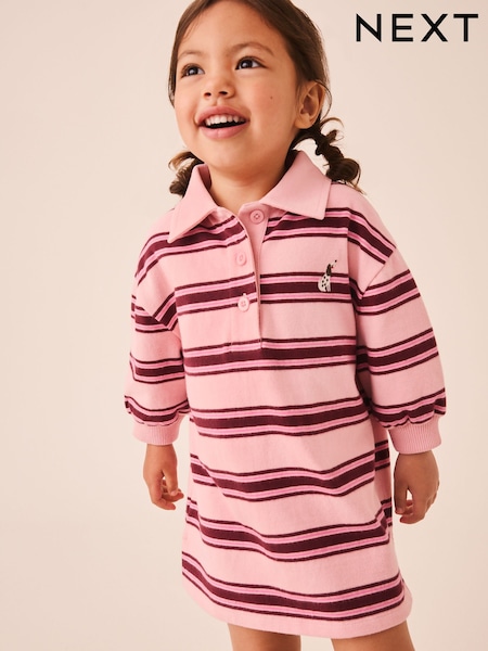 Pink Stripe - Long Sleeve Rugby Sweat Dress (3mths-7yrs)