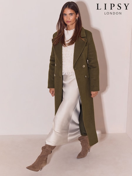 Olive Green - Lipsy Longline Coat