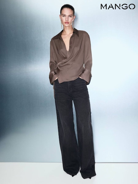 Mango Brown Wrap Over Blouse (G65025) | £36