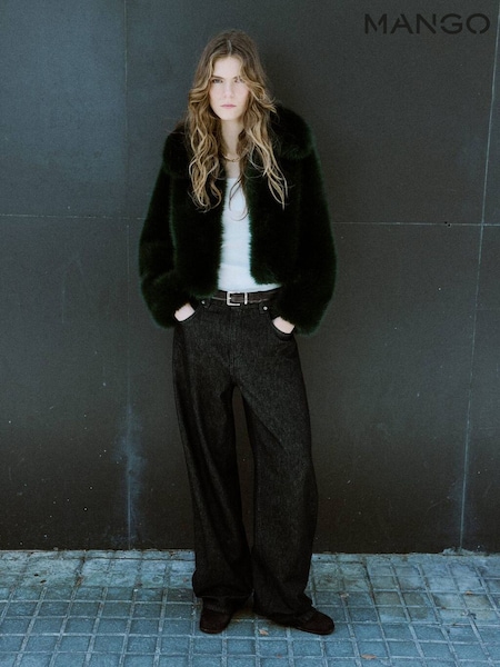 Mango Green Fur Effect Coat (G65026) | £100