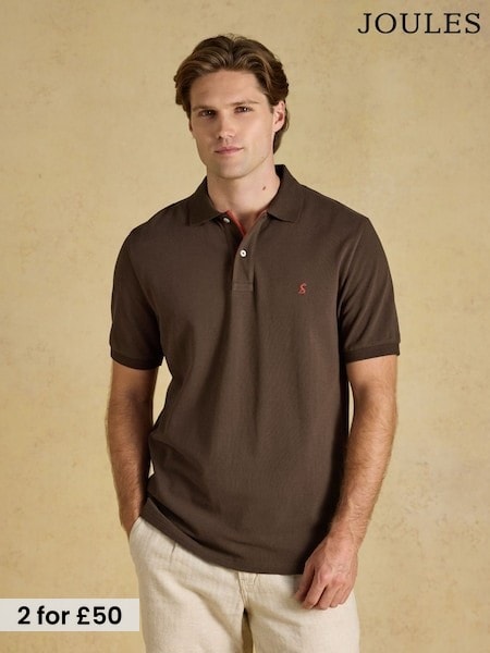 Chocolate Brown - Regular Joules Woody Cotton Pique Polo Shirt