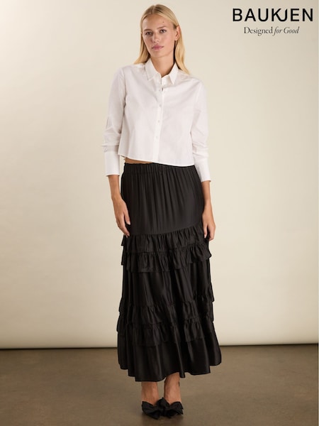 Baukjen Angelica Ruffle Maxi Black Skirt (G65180) | £169