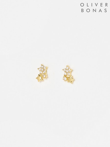 Oliver Bonas Gold Estelle Cubic Zirconia Star Cluster Plated Stud Earrings (G65212) | £19.50
