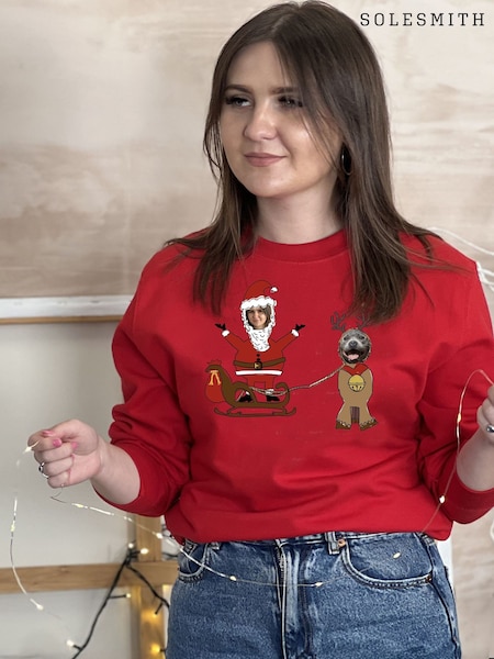 Solesmith Red Photo Upload Santa Dog and Owner Christmas Jumper (G65246) | £36