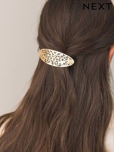 Gold Tone Floral Detail Hair Barrette (G65305) | £12