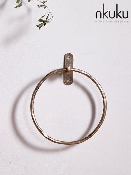 Nkuku Antique Brass Olani Towel Ring (G65321) | £25