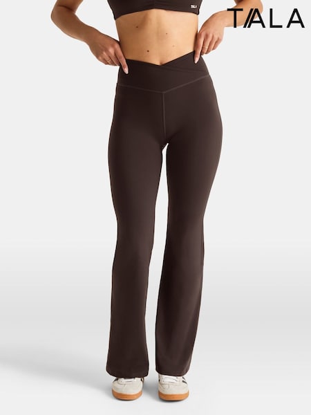 TALA Dark Brown Flare DayFlex Wrap High Waisted Leggings (G65430) | £69
