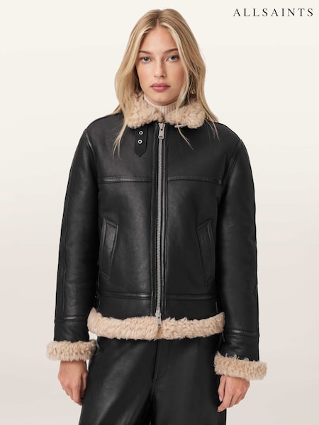 AllSaints Black Lorel Flying Jacket (G65633) | £999