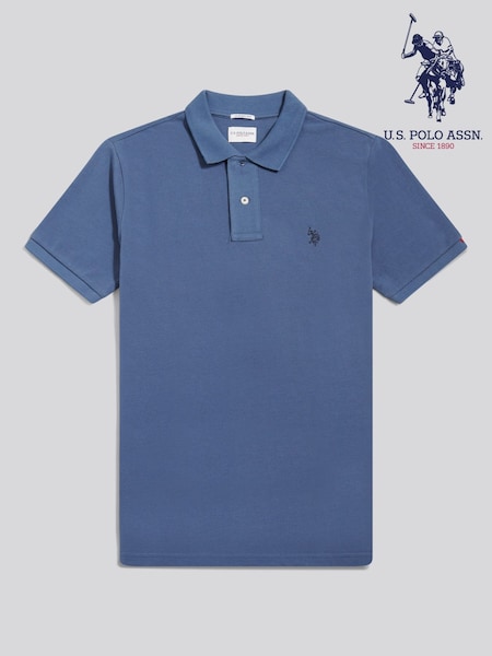 U.S. Polo Assn. Blue Marl Regular Fit Pique 100% Cotton Polo Shirt (G65682) | £50
