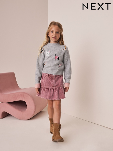Pink Cord - Frill Hem Skirt (3-16yrs)