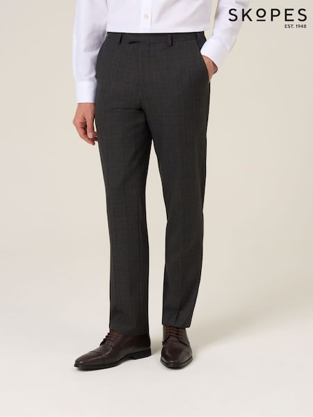 Skopes Grey Elijah Suit Tailored Fit Check Trousers (G65731) | £64