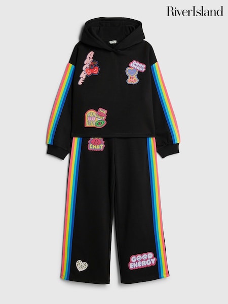 River Island Black Badge Hoodie & Jogger Set (G65814) | £36