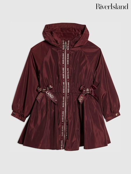 Red - River Island Peplum Rain Trench Coat