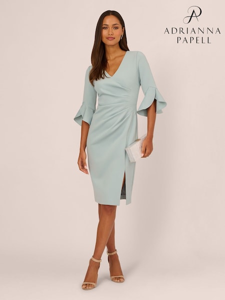 Adrianna Papell Blue Scuba Faux Wrap Dress (G65866) | £149