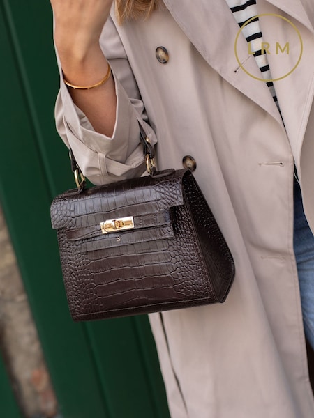 LRM Goods The Croc Polly Leather Top Handle Brown Bag (G65927) | £140