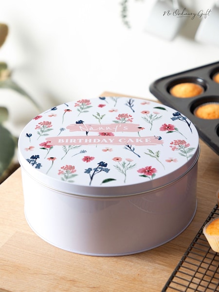 Pretty Florals Personalised Cake Tin by No Ordinary Gift (G65992) | £35