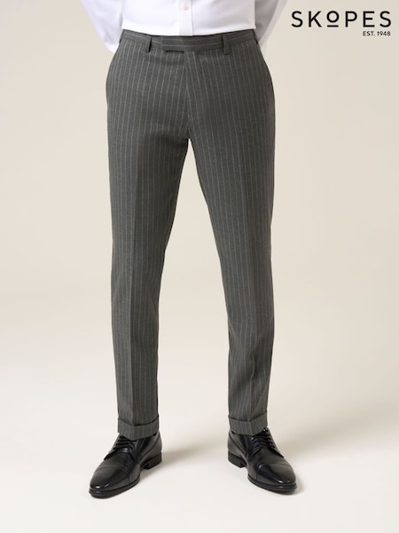 Skopes Grey Tapered Fit Cassius Tailored Fit Stripe Suit Trousers (G66018) | £64