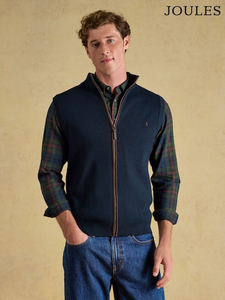 Navy - Regular Joules Hillside Zip Up Gilet