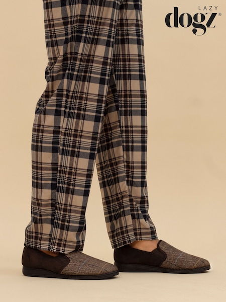 Lazy Dogz Blue Harrison II Check Full Slippers (G66186) | £28