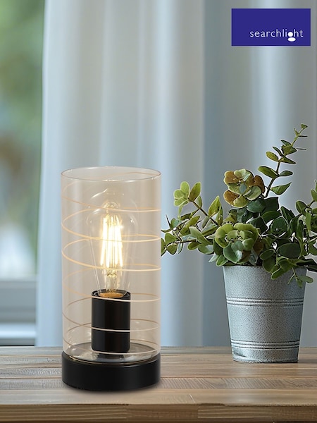 Searchlight Amber and Black 1 Light Glass Table Lamp (G66207) | £28
