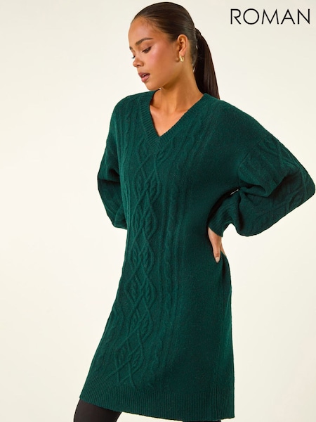 Roman Green Petite Cable Knit Shift Dress (G66264) | £52