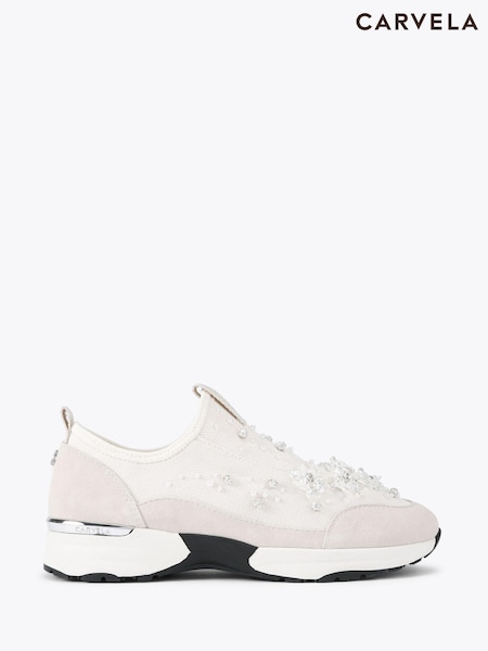 Carvela Cream Tempo Jewel Trainers (G66296) | £149