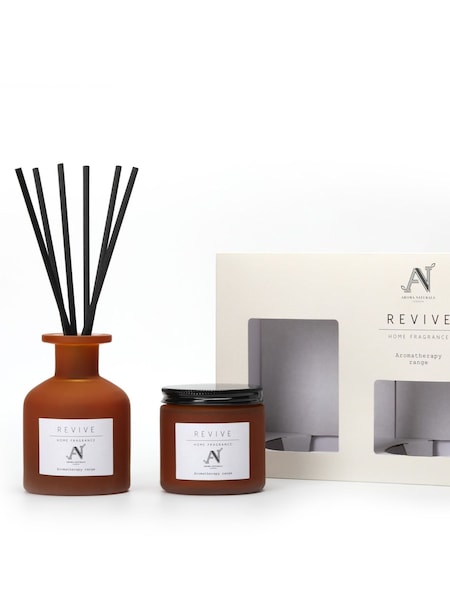 Aroma Naturals Brown Aromatherapy Revive Candle & Diffuser Giftset (G66417) | £19