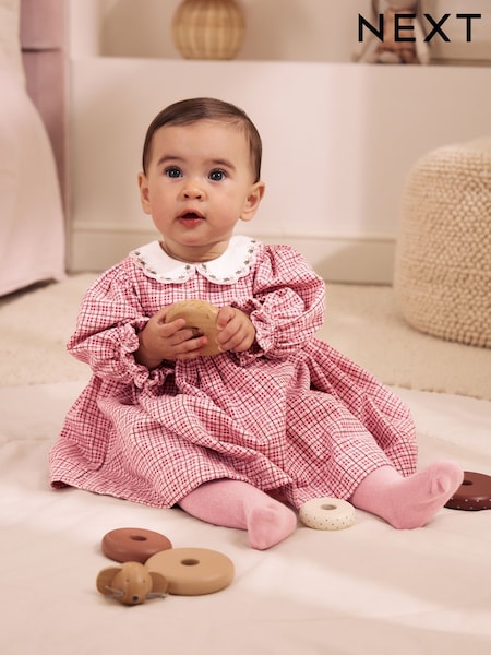 Pink Check - Baby Smock Dress And Tights Set 2 Piece (0mths-2yrs)