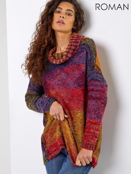 Roman Red Cowl Neck Ombre Jumper (G66500) | £50