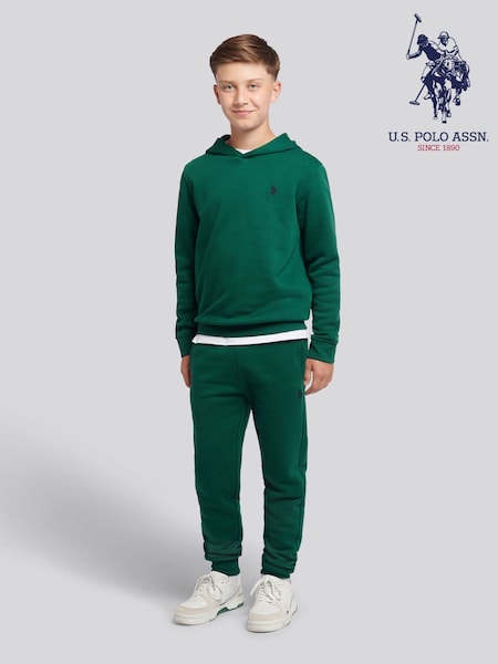 U.S. Polo Assn Green Double Horsemen Hoodie & Joggers Set (G66525) | £75 - £90