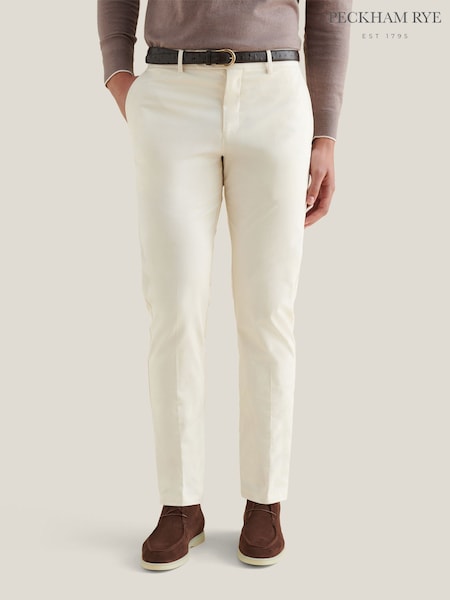Peckham Rye Cream Stretch Cotton Trousers (G66574) | £65