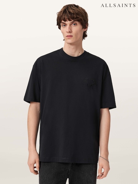 AllSaints Black Chrome Short Sleeve Crew Neck T-Shirt (G66599) | £79