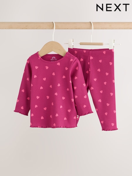 Heart - Printed Rib Top And Leggings Baby Set 2 Piece (0mths-2yrs)