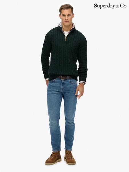 Superdry Green Cotton Classic Cable Half-Zip Jumper (G66784) | £65